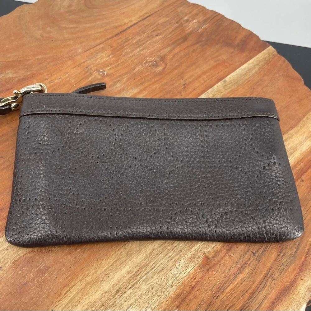 Vintage Kate spade wristlet‎ brown leather perforated